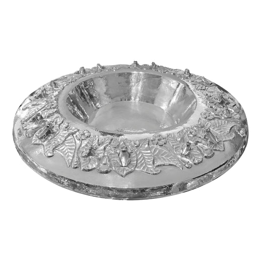 Centro de mesa fuente de ranas martillado en plata de ley .999
