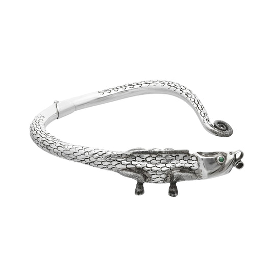 Gargantilla diseño de camaleón en plata de ley con piedra natural