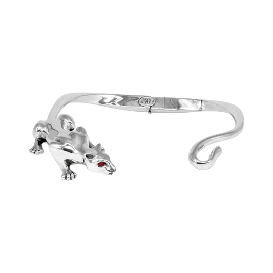 Gargantilla diseño de puma en plata de ley con ojos de rubí