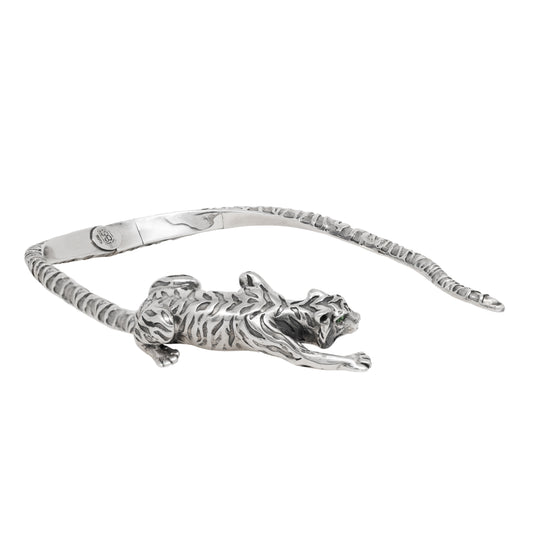 Gargantilla diseño de tigre con terminado vintage en plata de ley y piedra natural