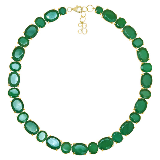 Juego de collar, pulsera y aretes de agata verde