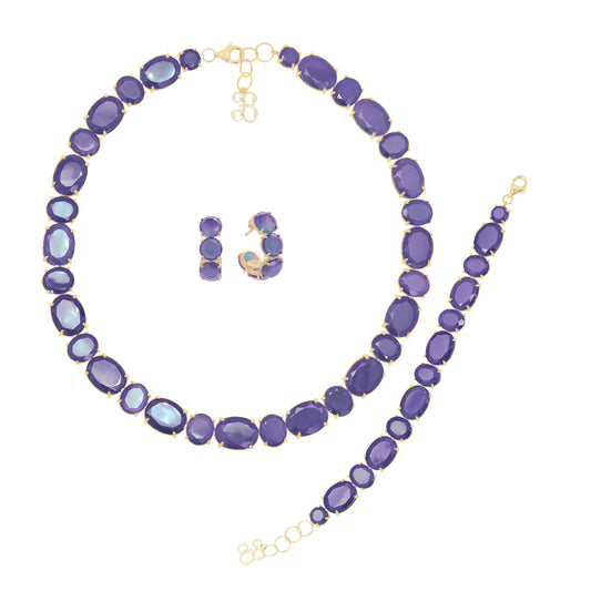 Juego de collar, pulsera y aretes de amatista