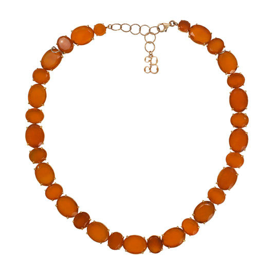 Juego de collar, pulsera y aretes de calcedonia naranja