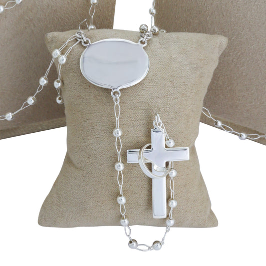 Lazo matrimonial y dije de cruz en plata de ley