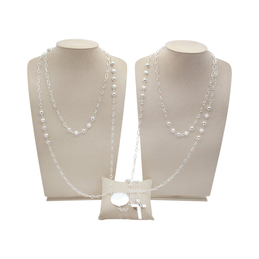 Lazo matrimonial y dije de cruz con anillo en plata .925