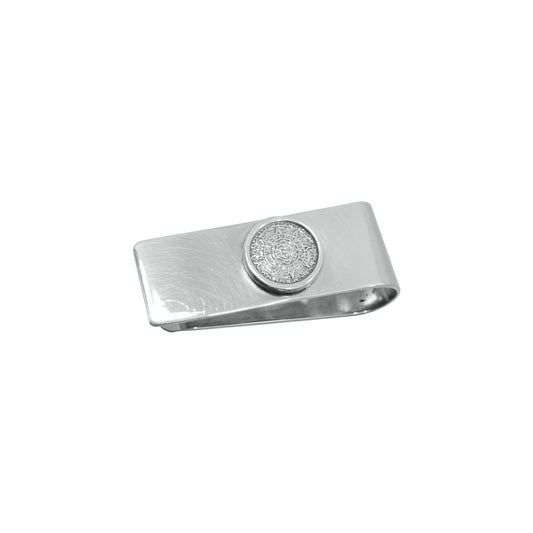Money clip con calendario Azteca al centro en plata .925