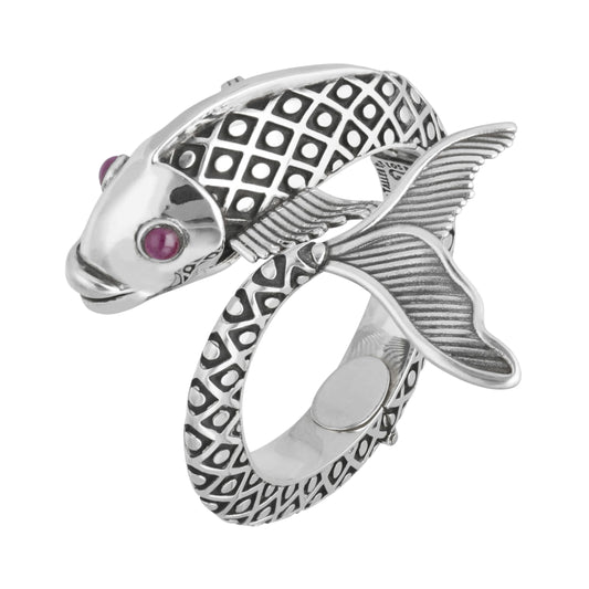 Brazalete diseño de Pez .925 con piedra natural