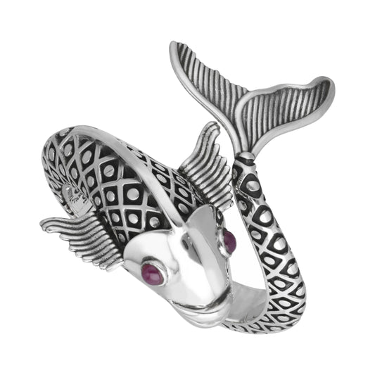 Brazalete diseño de Pez .925 con piedra natural