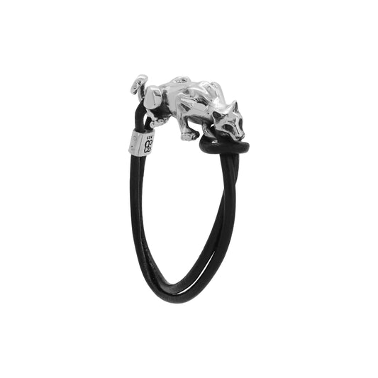 Pulsera diseño de puma en plata de ley con piedra natural