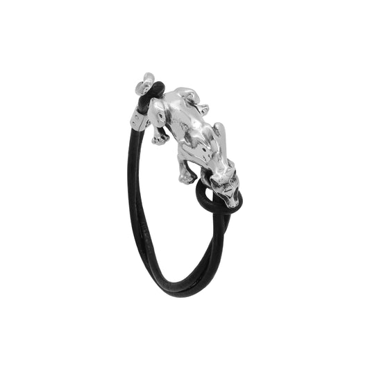 Pulsera diseño de puma en plata de ley con piedra natural