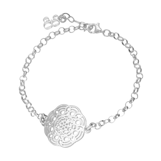 Pulsera mándala flor plata .925