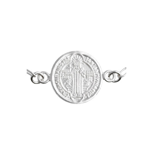 Pulsera con medalla San Benito plata .925