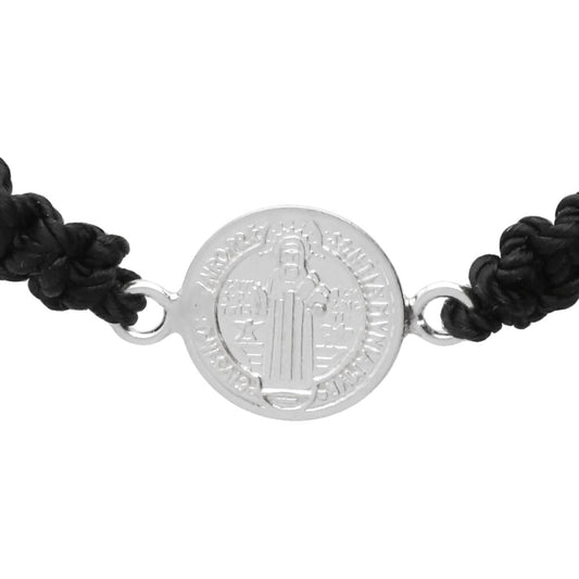 Pulsera San Benito tejida con hilo ajustable