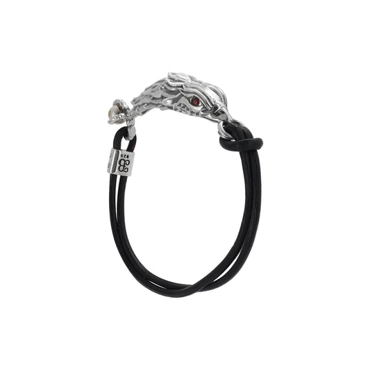 Pulsera diseño de águila en plata .925  con rubí
