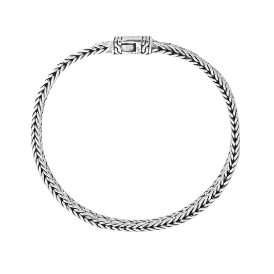 Pulsera tejido artesanal con terminado vintage en plata de ley