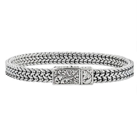 Pulsera espiga con terminado vintage en plata de ley
