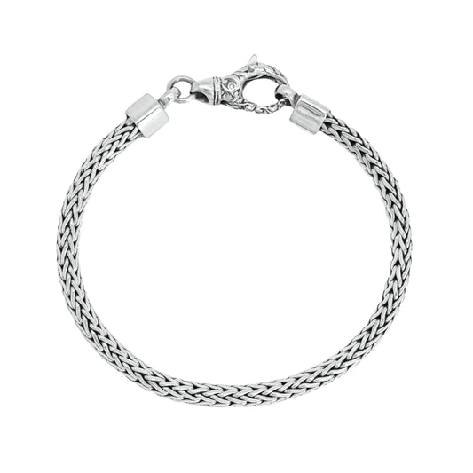 Pulsera espiga con terminado vintage y pinza en plata .925