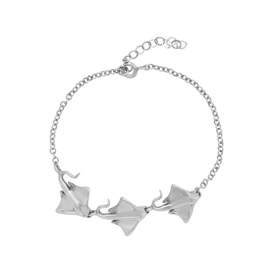 Pulsera mantaraya de mar en plata de ley