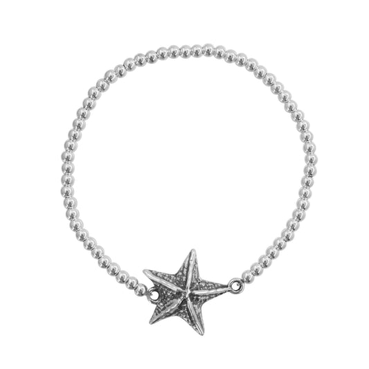 Pulsera ajustable castilla 3mm con estrella de mar en plata de ley