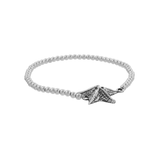 Pulsera ajustable castilla 3mm con estrella de mar en plata de ley