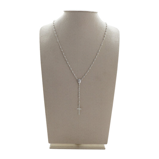 Rosario con casquilla 2.5 mm con medalla Virgen Milagrosa en plata de ley