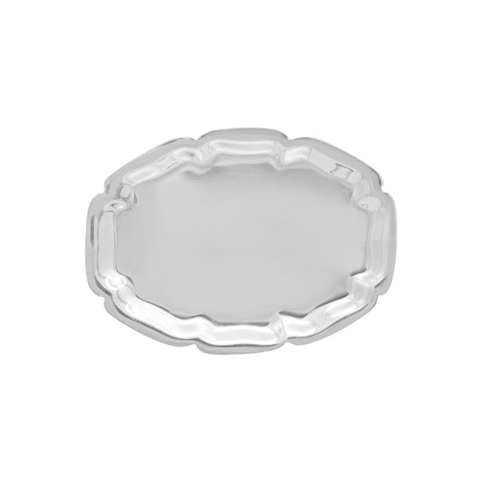 Charola ovalada para bolo en baño de plata