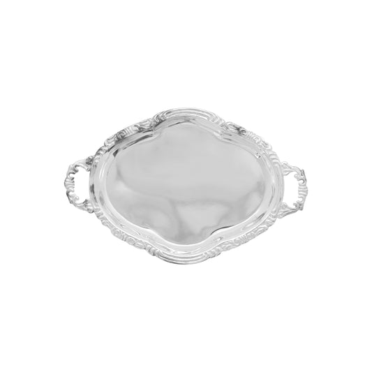 Charola ovalada para bolo en baño de plata