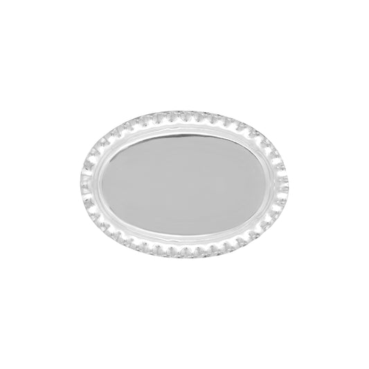 Charola ovalada para bolo en baño de plata