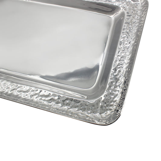 Charola con orilla martillada en baño de plata