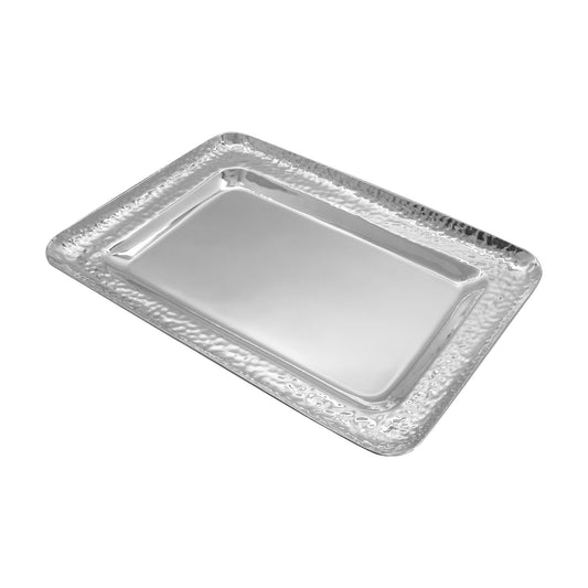 Charola con orilla martillada en baño de plata