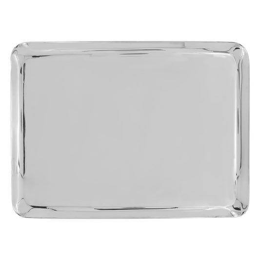 Charola con rectangular lisa en baño de plata
