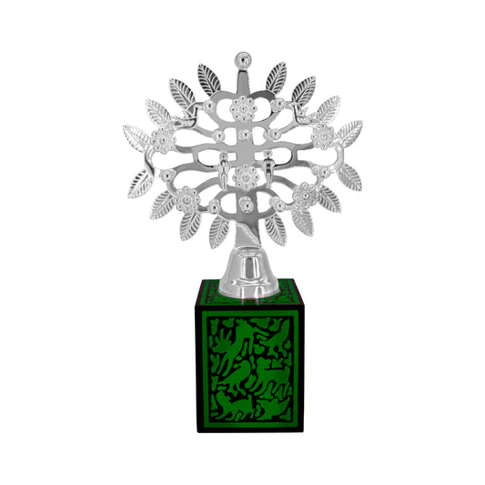Árbol de la vida plateado base verde