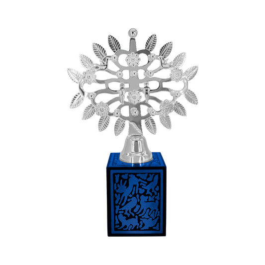 Árbol de la vida plateado base azul
