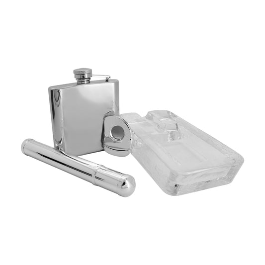 Set porta puros y anfora en baño de plata con cristal