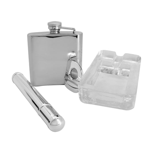 Set porta puros y anfora en baño de plata con cristal