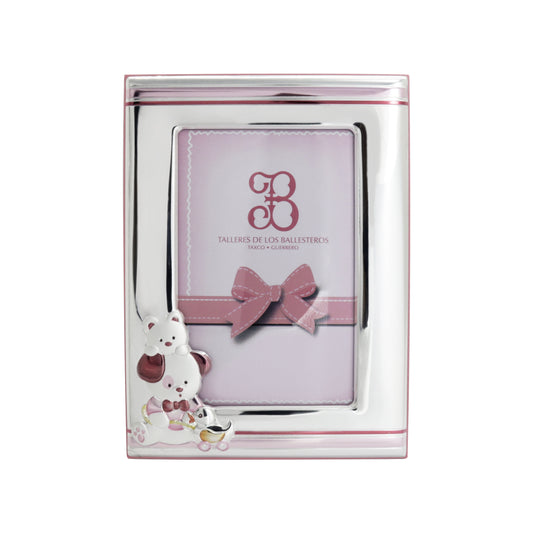 Marco infantil animalitos en baño de plata