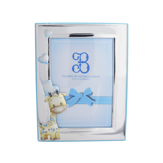 Marco infantil jirafa en baño de plata