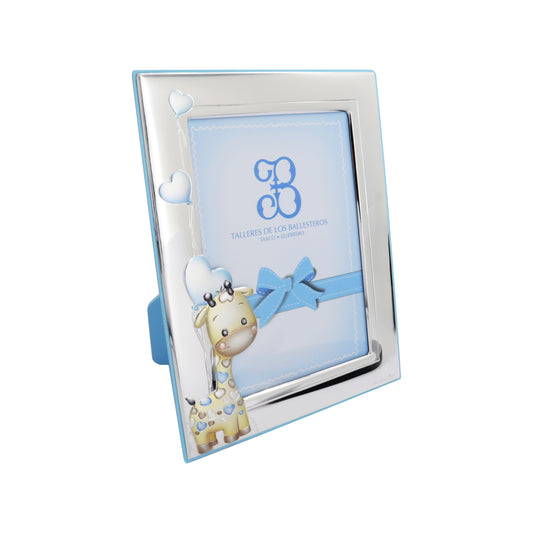 Marco infantil jirafa en baño de plata