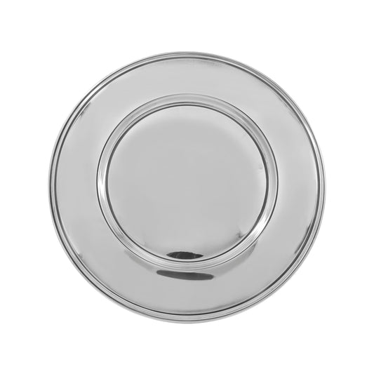 Charola circular lisa plateada