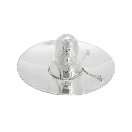 Sombrero de charro coleccionable con calendario azteca en baño de plata (mediano)