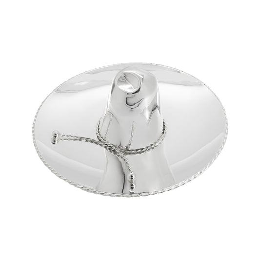 Sombrero de charro coleccionable liso en baño de plata (mediano)