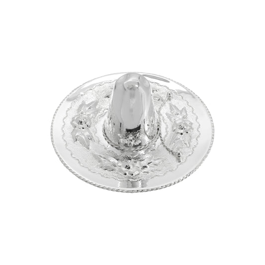 Sombrero de charro coleccionable con detalle de rosas en baño de plata (chico)