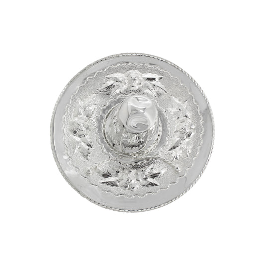 Sombrero de charro coleccionable con detalle de rosas en baño de plata (chico)