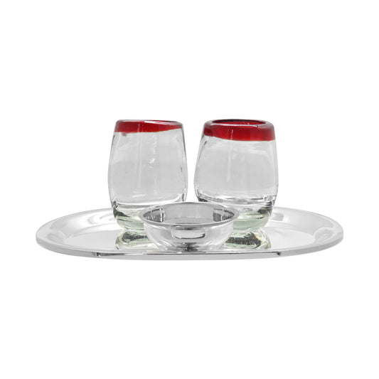 Juego tequilero en baño de plata