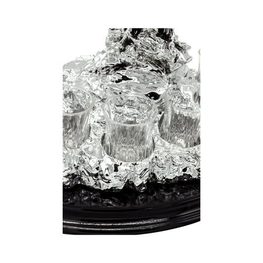 Juego tequilero de águila en baño de plata