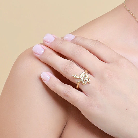 Anillo Serpiente oro 14k con diamantes
