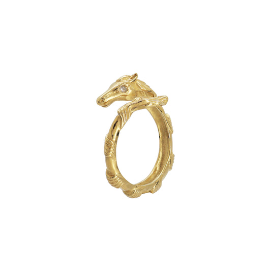 Anillo Caballo oro 14k con diamantes