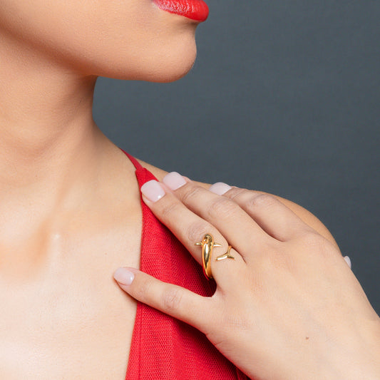 Anillo Tiburón oro 14k con diamantes