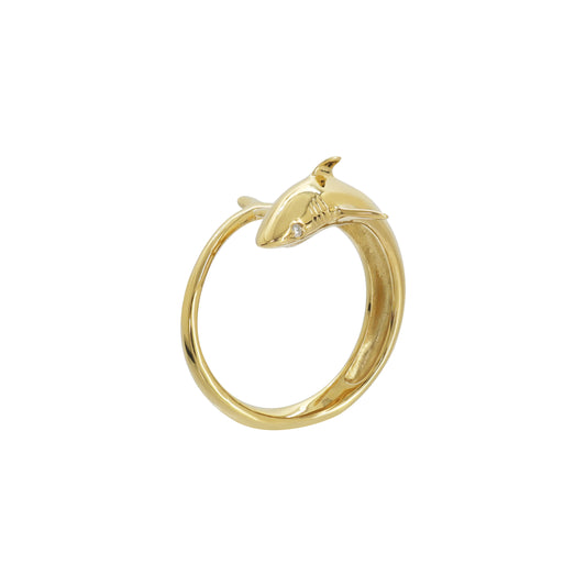 Anillo Tiburón oro 14k con diamantes