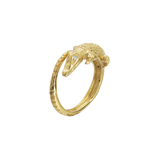 Anillo Cocodrilo oro 14k con diamantes